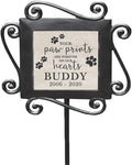 GiftsForYouNow Personalized Paw Prints On Our Hearts Garden Stake, 28' x 8.5', Wrought Iron with Decorated Ceramic Tile