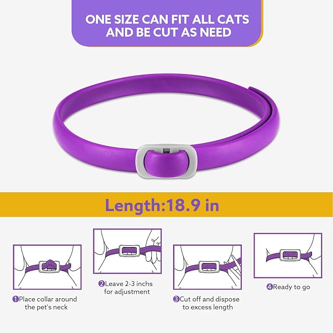 Calming Collar for Cats 4 Pack, Cat Pheromone Collar18 Inch Adjustable Rapid Effect, Breakaway Calming Collars120 Day Purple for Small, Medium Large Cat, Stress Relief & Anxiety Control for Cats