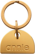 Solid Brass PET TAG - Modern, Minimal Pet IDs. Durable, Lifetime Tags with deep Cut Text. Includes Space for Two Phone Numbers. (Arch)
