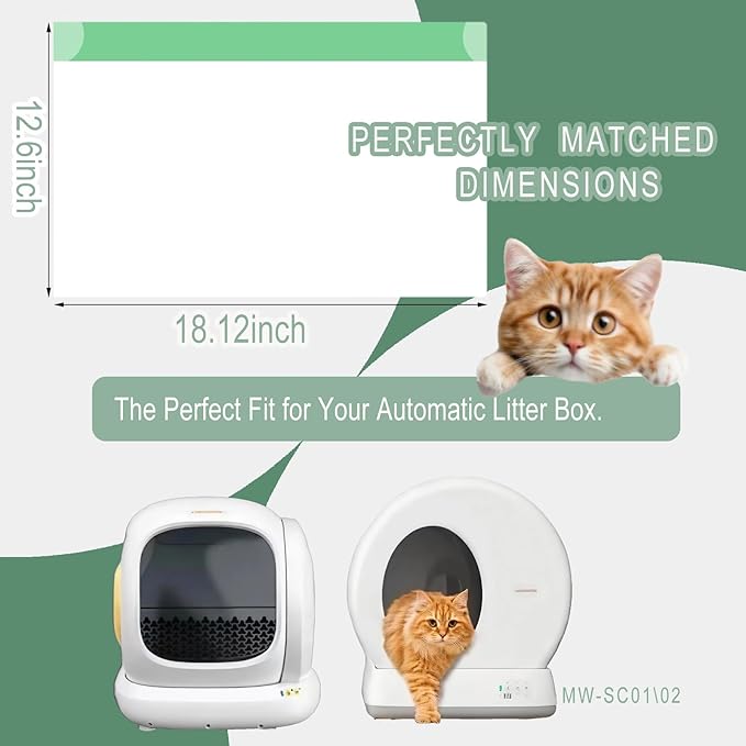60 Count Miwow Cat Litter Box Liners for MeoWant MW-SC01、MW-SC02, Leak-Proof & Odor-Proof Litter Box Liners Replacement Waste Bags, Compatible for Meowant and More Automatic Litter Box (3 Rolls)