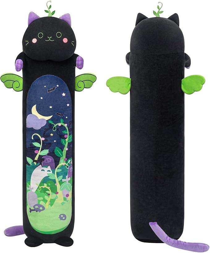Mewaii Long Cat Plush 5 Sizes, 120% Extra Filling Giant Plushness Kids Body Pillow, Kawaii Cute Black Cat Stuffed Animals Plushies, Big Long Body Pillow Black Cat Plush Gift for Girls 36”