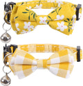 2 Pack/Set Cat Collar Breakaway with Cute Bow Tie and Bell Plaid Flower for Kitty Adjustable Safety