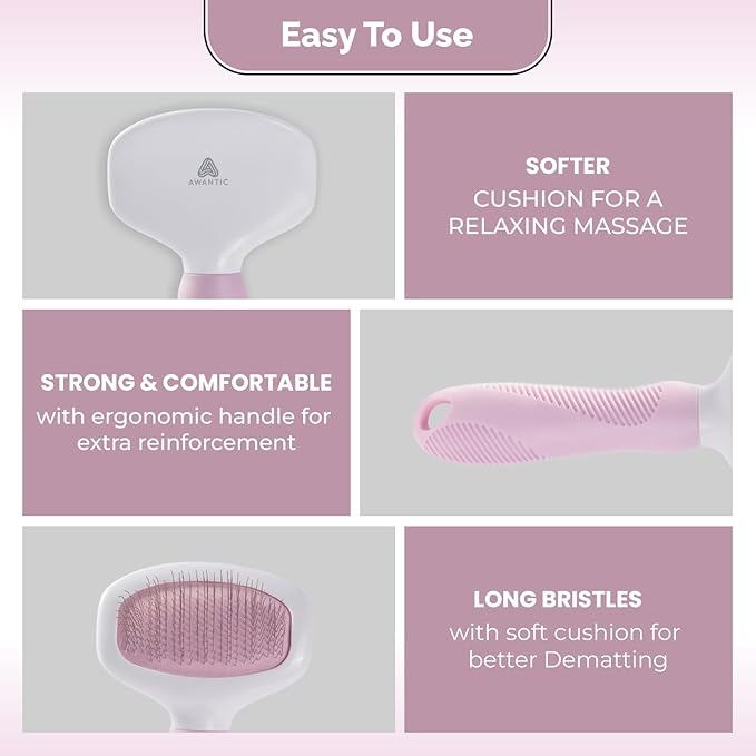 Small Slicker Brush for Grooming - Slicker Brush for Dogs and Cats can act as Deshedding Pet Tool for Healthy Coat Maintenance and Suitable for Short and long Haired Dogs