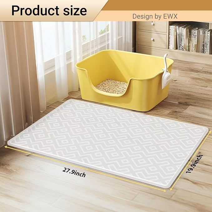 Cat Litter Mat 28"x20" – Extra Large Silicone Litter Trapping Mat, Waterproof, Non-Slip, Easy to Clean, Soft & Durable Floor Mat for Cats & Pets (Translucent, 28 * 20”)