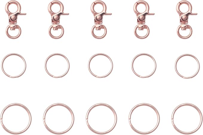 5 Pcs Dog Tag Clips with 5 Pcs 3/4 Inch 1 Inch Keychain Metal Rings for Pet Kitten Cat Collars ID Holder