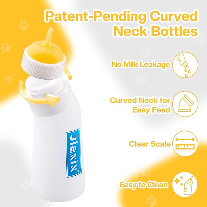 3 Pack Kitten Silicone Nursing Bottle,Silicone Feeding Nipple, Reusable Newborn Kitten Supplies, Suitable for Feeding Kitten, Puppy, Rabbit, Hamster (Yellow, Medium)