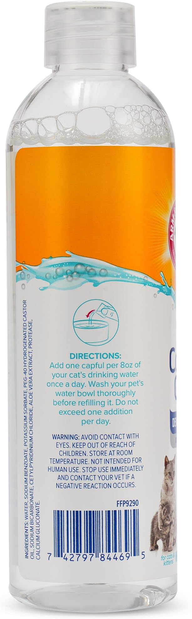 Arm & Hammer Complete Care Dental Water Additive for Cats, Cat Breath Freshener, Cat Mouth Wash or Dental Rinse, Simply Add to Pet Drinking Water for Fresher Breath, Value Size 8 FL OZ - 2 Pack