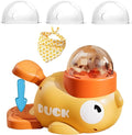 Yellow Duck Cat Feeder Toy with Duck Bib, Interactive Treat Dispenser for Cats & Small Dogs with 3 Adjustable Lids, Puzzle Toy for Slower Eating and Indoor Play