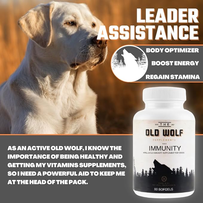 Immunity (Pack Leader) 8 in 1 Multivitamins: Essential Dog Vitamins, Probiotics for Dogs to Improve Overall Health, Vitamin for Skin & Coat and Immune Health - Krill & CLA 80 Soft Gels