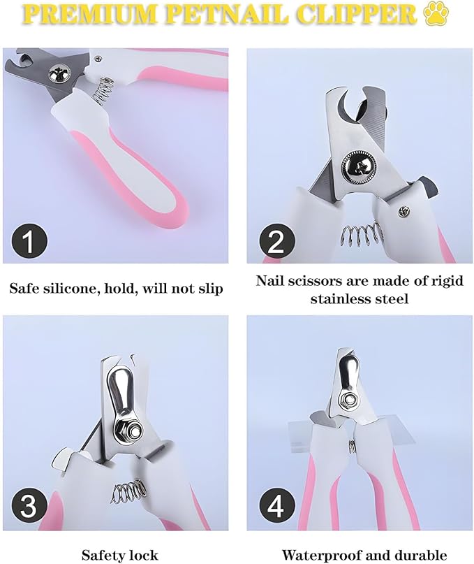 Cat Bathing Bag & Nail Clipper for Bathing Set, Cat Shower Bag Anti Scratch or Bite Breathable Adjustable Mesh Grooming Washing Bag, Includes Pet Nail Clipper & File for Cats Washing