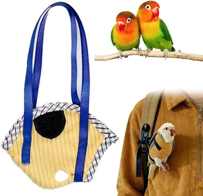 Bird Travel Carrier, Portable Bird Bag with Escape Resistant Outdoor Harness Vest for Small Medium Parrots, Cockatiel, Budgie, Ideal for Travel and Outdoor Adventures (S) (7cm)
