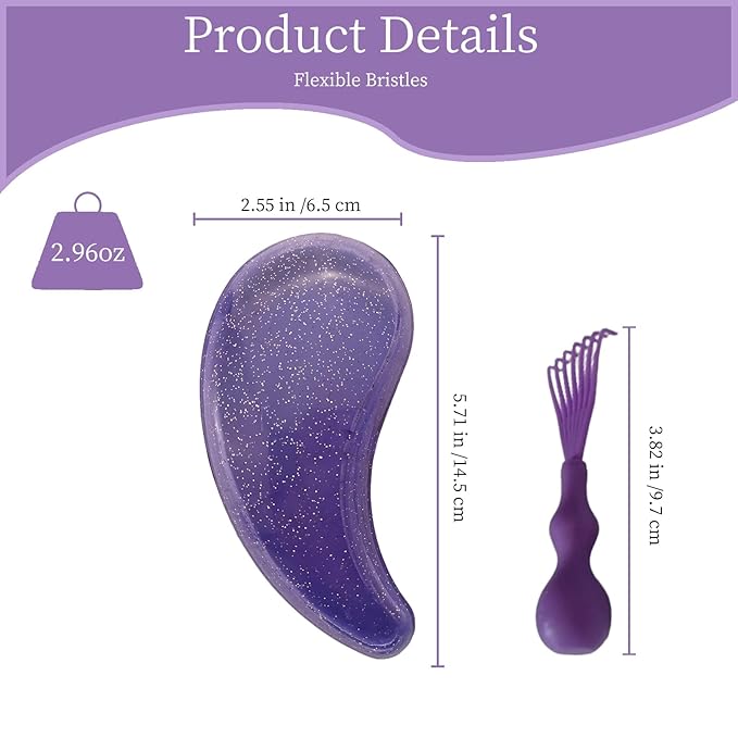 Comma-Shaped Small Dog Brush and Cleaning Comb, Fit for Yorkie, Shih Tzu, Maltese Maltipoo Pomeranian - Gentle Soft Bristles for Effortless Pet Hair Removal, Puppy Essentials (Crystal Purple)