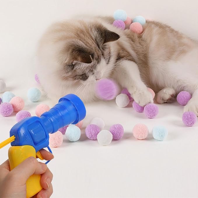 Set of 100 Quiet Toy for Cat Training Pompoms Pet Exercising Supplies Colorful Pompoms Chasing Noiseless Cat Pompoms