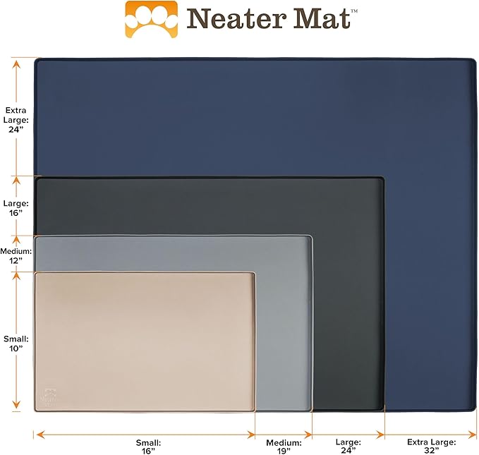 Neater Pet Brands Neater Mat Pet Mats for Food and Water, Cat & Dog Bowl Mat Waterproof Silicone, Feeding Tray, Dog Food Mats for Floors, Placemat w/Raised Edge for Under Bowls, 16” x 10”, Cappuccino