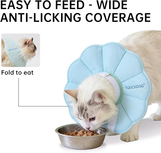 Touchdog Soft Cat Cone Collar, Waterproof Recovery Collar for Cats After Surgery, Lightweight Elizabethan Collar for Kittens, Small to Large