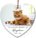 Cat Memorial Ornament - Personalized Ornaments in Loving Memory of Cats - Kitten Loss Bereavement Gift - Sympathy Keepsake for Pet, Cat Owners - Custom Decoration Heart Shaped