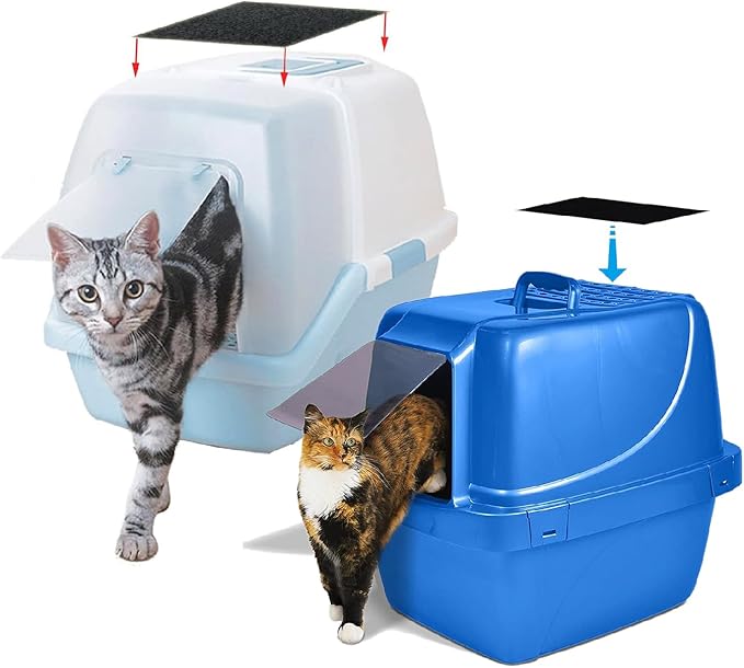 Lubise 8 Pcs 0.5in Charcoal Filters Compatible with Van Ness Cat Litter Box, 4.5 x 6.5Inch Replacement Activated Carbon Premium Odor Filters for Pureness F6 Zeloite Air Filter, Black