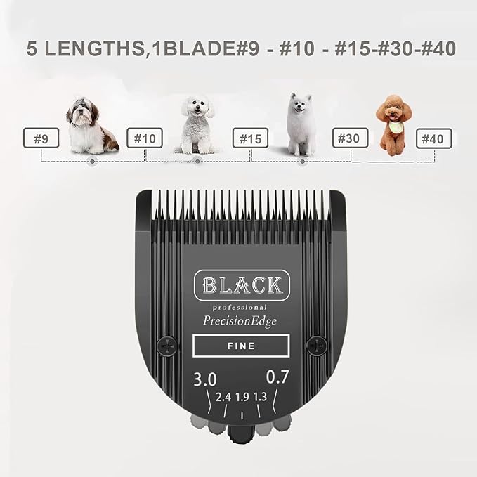 Audoc Adjustable 5 in 1 Blades Dog Grooming Blades Compatible with Wahl Animal Clipper Arco, Bravura, Chromado, Creativa, Figura, and Motion Pet, Dog, and Horse (BLACK/3PC)
