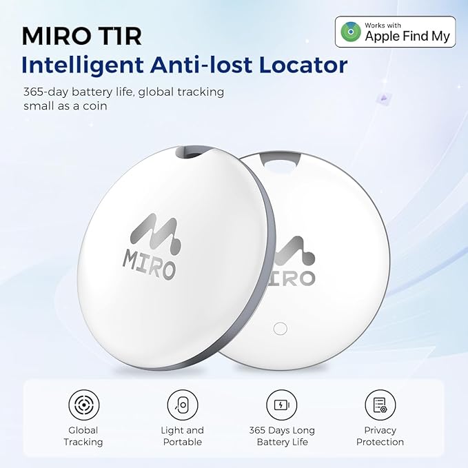 Item Finder Tracker Air Tag Compatible - Apple Find My Supported, No App Needed | IP67 Waterproof, 365-Day Battery, Global Tracking | Compact for Kids Pets Keys Luggage Wallets (iOS/iPadOS 14.5+)