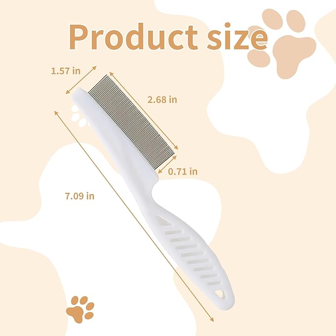 4-Pack Flea Comb for Dogs & Cats - Fine Tooth Stainless Steel Grooming Comb with Anti-Slip Rubber Handle, Removes Fleas, Tangles & Tear Stains (Black, Blue, White & Pink)
