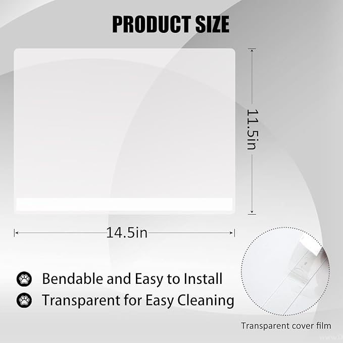 YOILES 3PCS Cat Litter Box Pee Shields,Transparent Easy Clean Splash Guard for Open Top Litter Pan 14.5×11.5in- Litter Box Not Included (3, Clear)