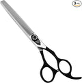 Fenice Peak 7.0'' Dog Thinning Scissors For Grooming 440C Stainless Steel Black Non-Slip Handle Sharp Blades Professional Pet Trimming Scissors for Cats Thinning Rate 35%