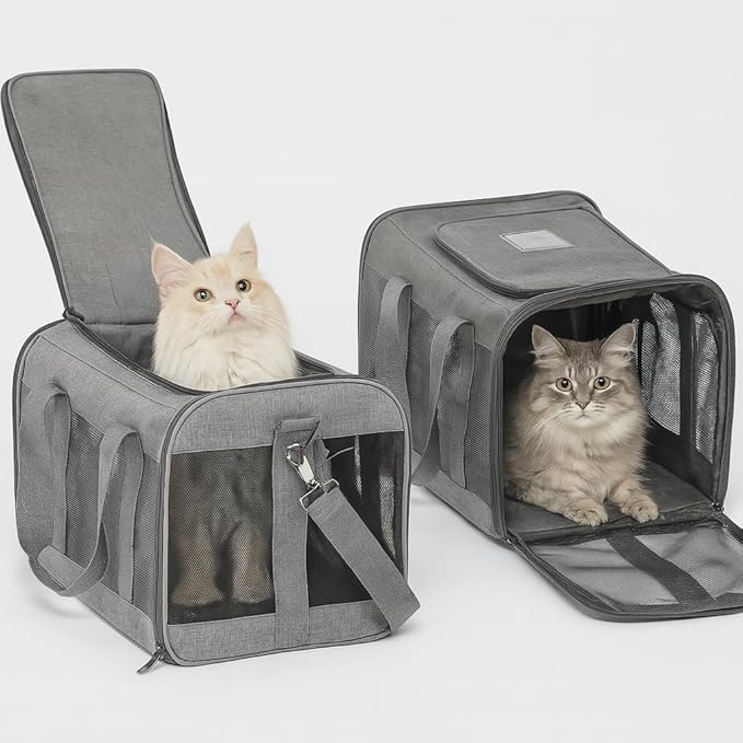 Movelo, Pet Carrier with Two Entrances – Top & Side Opening Soft-Sided Travel Carrier for Cats & Small Dogs up to 25 lbs – Airline Approved, Mesh Ventilation, Removable Pad & Shoulder Strap