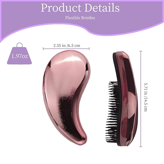 Comma-Shaped Small Dog Brush, Fit for Yorkie, Shih Tzu, Maltese Maltipoo Pomeranian - Gentle Soft Bristles for Effortless Pet Hair Removal, Puppy Essentials (Electroplating Purple)