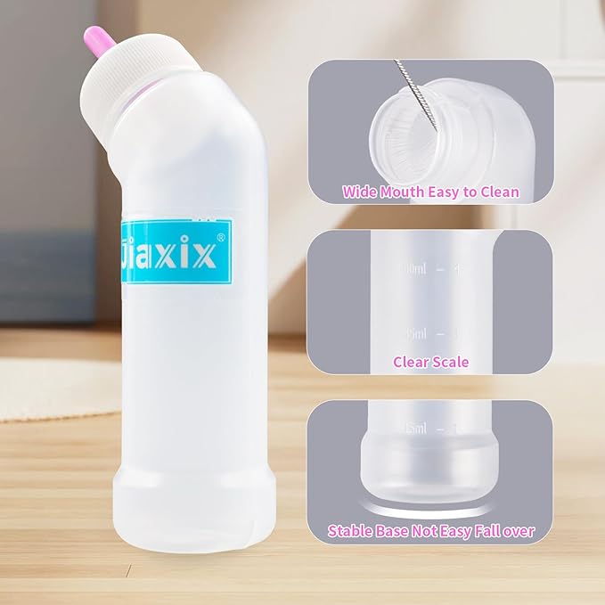 3PCS Kitten Nursing Bottle Puppy Bottles and Nipple in 3 Sizes Pet Feeding Bottle for Newborn Kittens,Puppies,Squirrel,Small Animals,Pink