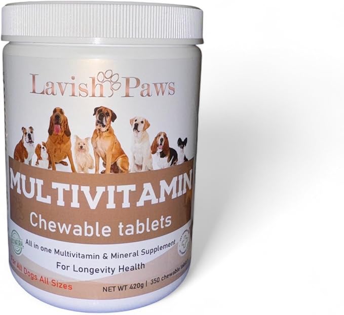 All in One Multivitamin for Dogs - All Natural, Salmon Flavored, 350 Tablets