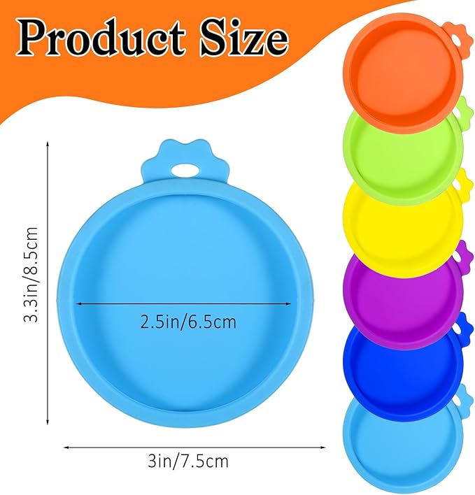 EupHHonycs 6 Pcs Cat Food Can Lids Silicone Small Pet Can Covers Dishwasher Safe for 3 oz Cat Wet Food Cans or Canned Good