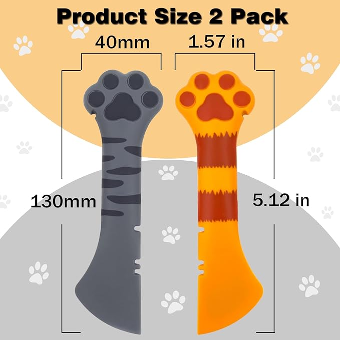 Joyinjojo 2 Pack Dog Cat Food Spoon, Cute Paw Silicone Pet Can Opener Spatula Scoop Mixing Spoons for Wet Canned Food