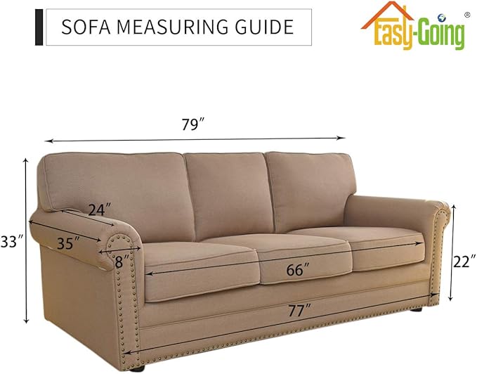 Easy-Going Reversible Couch Cover for 3 Cushion Couch Sofa Cover for Dogs Water Resistant Furniture Protector Cover with Foam Sticks Elastic Straps for Pet Cat (Sofa, White/White)