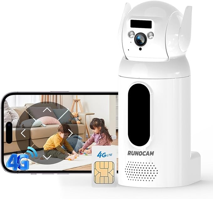 4G LTE Cellular Security Camer Wireless, Monthly Fee, Pet Camera with Speaker for Dog/Cat, Baby Monitor, Power Battery,HD Vision 360°Full View Two-Way Talk,Indoor Home Security