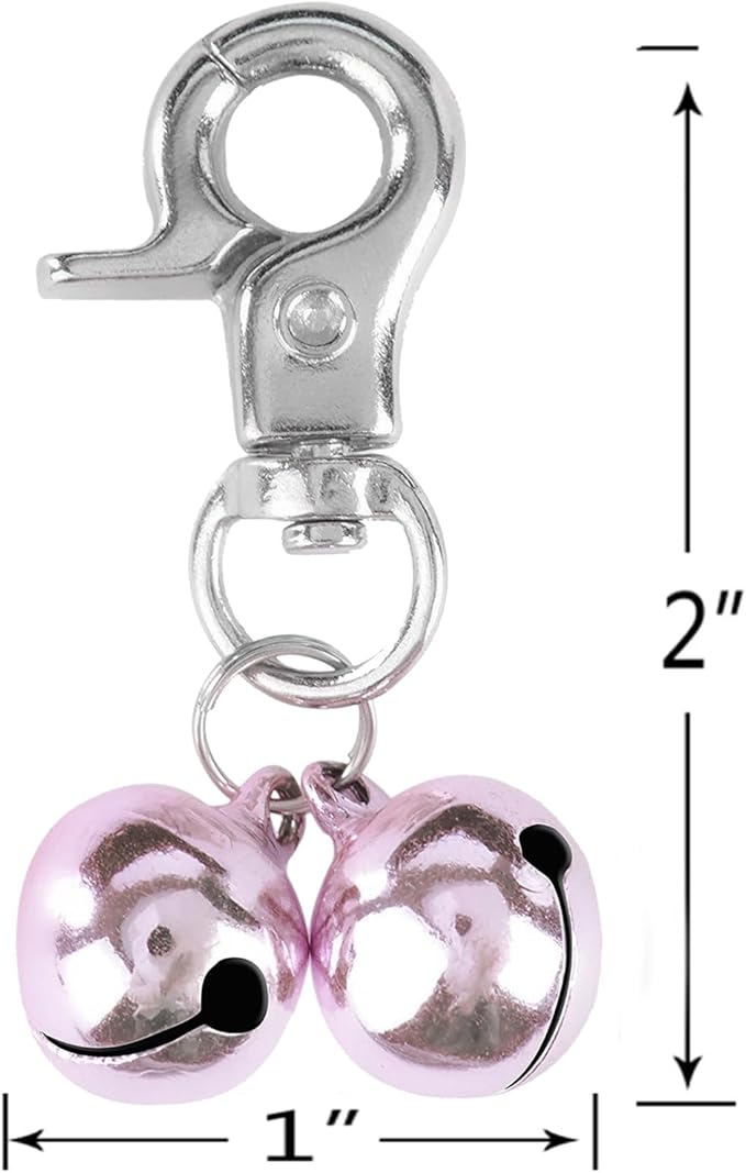 EXPAWLORER Pet Bells for Dog Cat Collar Charm - 2 Pack Cat Collar Accessories Bells Loud, Pet Jingle Ornament Training Pendant Neck Decoration, Tracker for Saving Birds, Pink