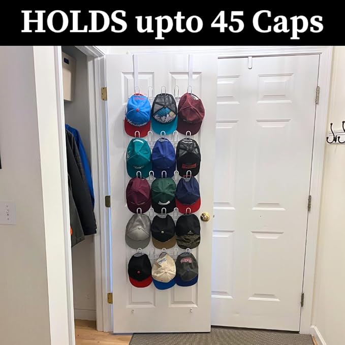 Evelots Over The Door 5-Tier Shoe & Hat Rack for Closet Door - Heavy Duty Metal Closet Organizer - Holds Upto 12 Pairs of Shoes, 40 Cap or Accessories