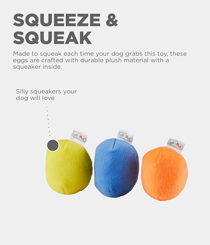 Outward Hound Squeakin' Eggs Plush Replacement Dog Toys - 3 Pack