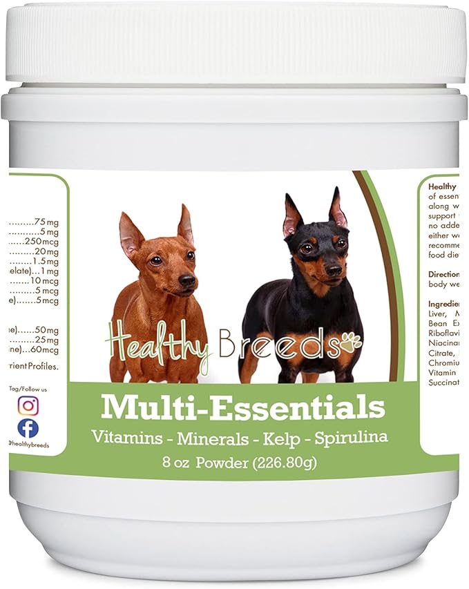 Healthy Breeds Miniature Pinscher Multi-Essentials Powder for Dogs - an Ideal Supplement of Vitamins, Minerals & Antioxidants for Your Dog - 8 oz