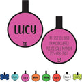 Silicone Silent Cat Tag Personalized with 5 Lines of Custom Deep Engraved Durable Soundless Pet ID Name Tag Round Small Pink