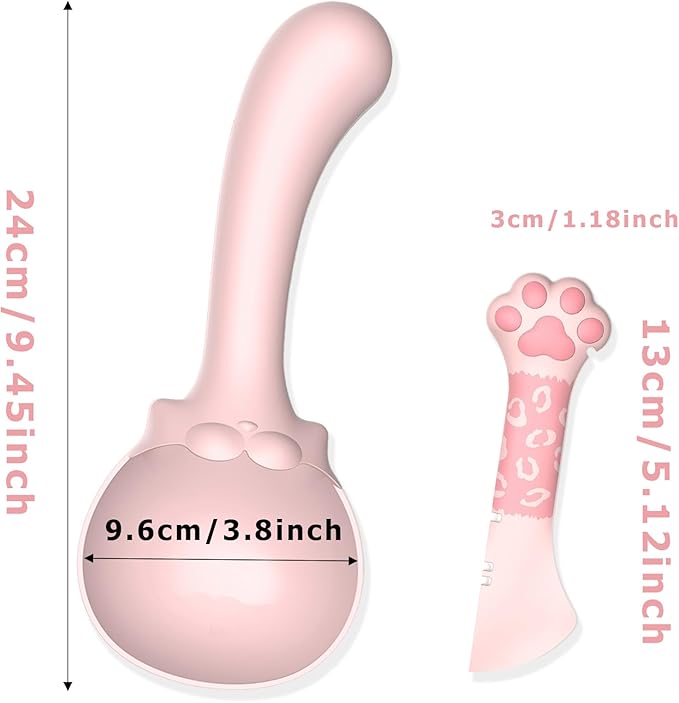 Multifunctional Pet Food Scoop and Spatula Set Pet Dry Food Scooper + Cat Wet Can Spoon Mesuring Cup with Sealing Clip for Containers for Dogs Cats Birds and Rabbits Feeding Diswhasher Safe- Pink