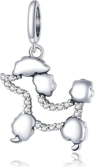 Pet Charm, Cute Dog Charm, Animal Dangle Charm, Sterling Silver Charm, Gift For Women, Friends, Wife, Mother, Christmas, and Halloween, Compatible With Pandora