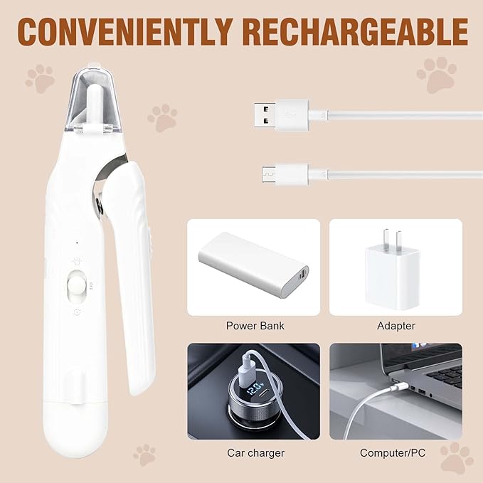 2-in-1 Dog Nail Grinder &Dog Nail Clippers with Light，Cat Nail Clippers ，Ultra-Quiet, USB Rechargeable, Multiple Grinding Methods, and Splash Guard for Large Medium Small Dogs Cats Pets(Green)