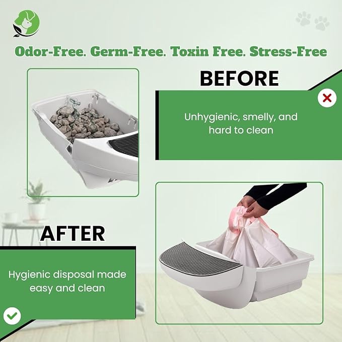 Tailhead Robot Liners – 100% Compostable - Compatible With Litter Robot 3/4 – 25" x 16" – Drawstring Close – Scent & Toxins Free – 40 Micron - Rip & Tear Resistant – 20 Count