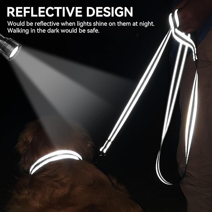 Joytale Dog Leash, 5 FT Double-Sided Reflective, Padded Handle Nylon Heavy Duty Leashes for Medium & Large Dogs Walking, Black