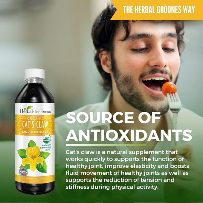 Cat's Claw Liquid Extract - Herbal Supplement for Digestive Boost, Joint/Muscle Support, Immunity, Heart Support- Superior Absorption-Organic 12oz -23 Servings/Bottle -Made in USA -Herbal Goodness
