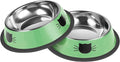 Serentive 2 Pcs Non-Slip Stainless Steel Small Cat Food Bowls - Unbreakable, Thicken 7 Oz Cat Dishes - Indoor, Removable Rubber Base, Easily Clean, Lovely Color