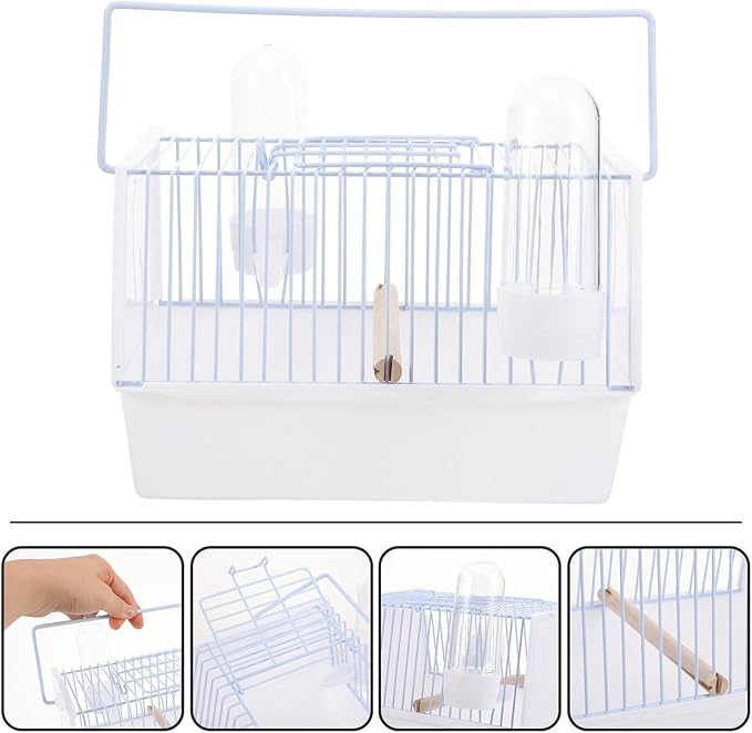 NUOBESTY Portable Parrot Travel Cage with Handle Small Wire Bird Carrier Cage for Outdoor Transport Lightweight for Parrots