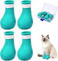 Gosknor 4pcs Cat Feet Covers, Adjustable Anti-Scratch Anti-Bite Silicone Kitten Paw Claw Caps Boots for Nail Trimming Bathing Checking Multifunctional Pet Grooming Protector Products (Blue)