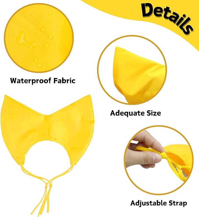 Pet Shower Cap - Waterproof Shower Caps for Sphynx Reusable Cats Ear Protection Bath Cap with Adjustable Strap Ear Covers for House Cats Small Dogs Puppy Pet Grooming Accessories (Yellow)