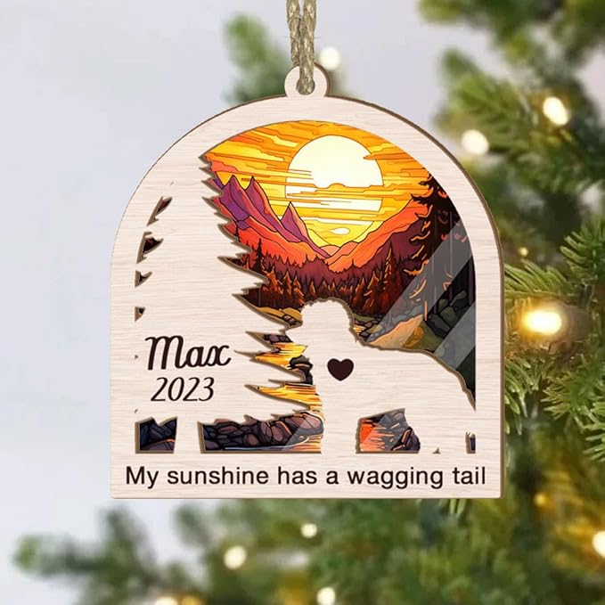 Dog Memorial Ornament Pet Loss Suncatcher, Gifts for Dog Lovers,